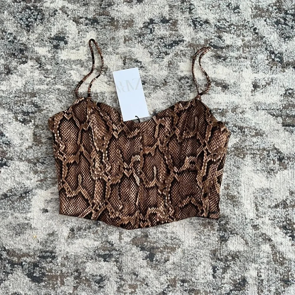 ZARA | Brown | ANIMAL PRINT CROP TOP - Picture 7 of 8